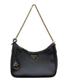 PRADA（プラダ）の古着「サフィアーノレザー ミニポーチ付 ワンショルダーバッグ」｜ブラック