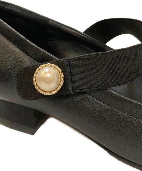 CHANEL（シャネル）CHANEL (シャネル) バレリーナ パールビジュー ストラップ ショートヒールパンプス ブラック サイズ:37 1/2 Cの古着・服飾アイテム