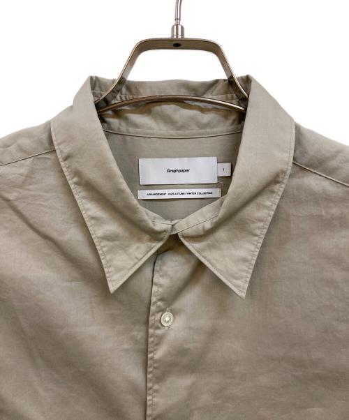 Graphpaper（グラフペーパー）Graphpaper (グラフペーパー) Silicon Poplin Oversized Regular Collar Shirt ベージュ サイズ:1の古着・服飾アイテム