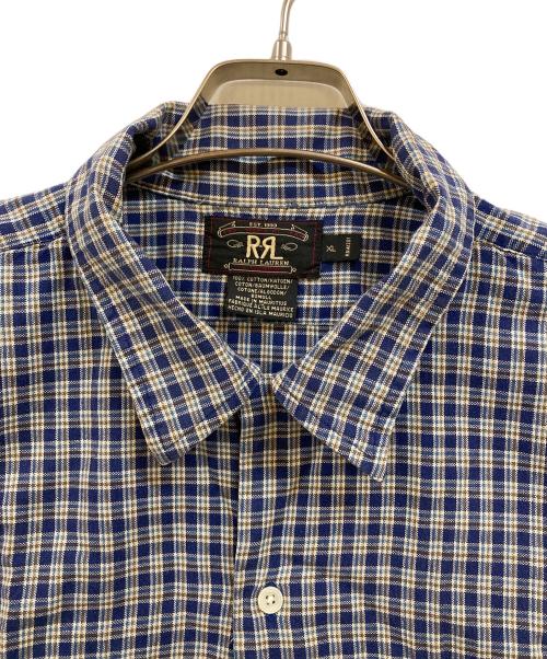 RRL（ダブルアールエル）RRL (ダブルアールエル) 90's 半袖オープンカラーチェックシャツ ブルー サイズ:XLの古着・服飾アイテム