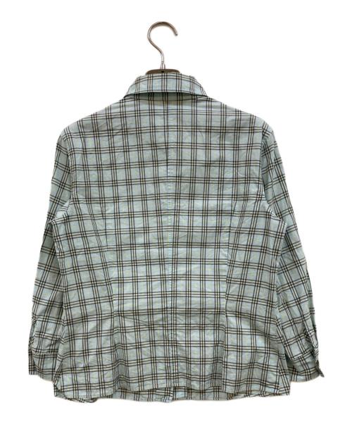 BURBERRY BLUE LABEL（バーバリー ブルー レーベル）BURBERRY BLUE LABEL (バーバリー ブルー レーベル) ホース刺繍チェックシャツ ブルー サイズ:Ｍの古着・服飾アイテム