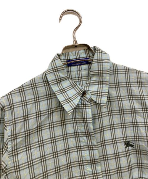 BURBERRY BLUE LABEL（バーバリー ブルー レーベル）BURBERRY BLUE LABEL (バーバリー ブルー レーベル) ホース刺繍チェックシャツ ブルー サイズ:Ｍの古着・服飾アイテム
