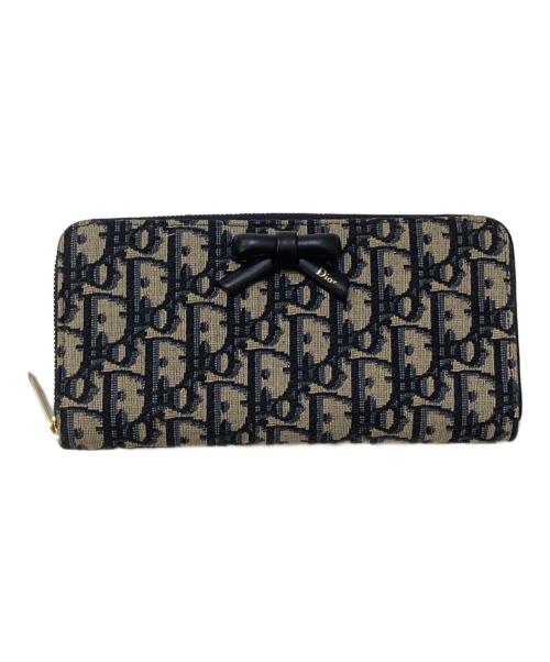 Dior（ディオール）DIOR (ディオール) OBLIQUE BOW LONG WALLET LI 928 ネイビーの古着・服飾アイテム