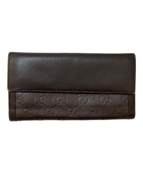 GUCCI（グッチ）GUCCI (グッチ) グッチシマ 二つ折り長財布 ブラウンの古着・服飾アイテム