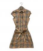 BURBERRY LONDONバーバリーロンドン）の古着「ノースリーブノバチェックシャツワンピース」｜ベージュ