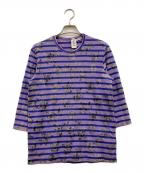 TAO COMME des GARCONSタオ コムデギャルソン）の古着「フロッキー加工ボーダーカットソー」｜パープル