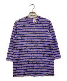 TAO COMME des GARCONS（タオ コムデギャルソン）の古着「フロッキー加工ボーダーカットソー」｜パープル