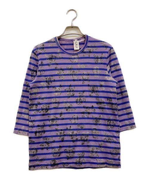 TAO COMME des GARCONS（タオ コムデギャルソン）TAO COMME des GARCONS (タオ コムデギャルソン) フロッキー加工ボーダーカットソー パープル サイズ:Ｍの古着・服飾アイテム