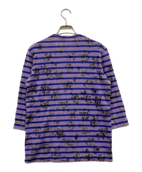 TAO COMME des GARCONS（タオ コムデギャルソン）TAO COMME des GARCONS (タオ コムデギャルソン) フロッキー加工ボーダーカットソー パープル サイズ:Ｍの古着・服飾アイテム