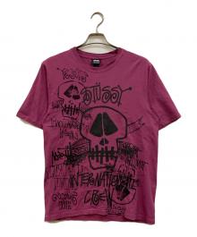 stussy（ステューシー）の古着「SKULLS PIGMENT DYED TEE」｜ピンク
