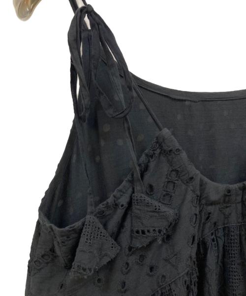 freada（フリーダ）Freada (フリーダ) インドシフリティアード肩リボンキャミドレス ブラック サイズ:ONE SIZEの古着・服飾アイテム
