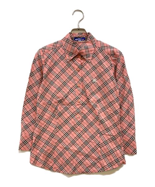 BURBERRY BLUE LABEL（バーバリー ブルー レーベル）BURBERRY BLUE LABEL (バーバリー ブルー レーベル) ホース刺繍ノバチェックプルオーバーシャツ ピンク サイズ:38の古着・服飾アイテム