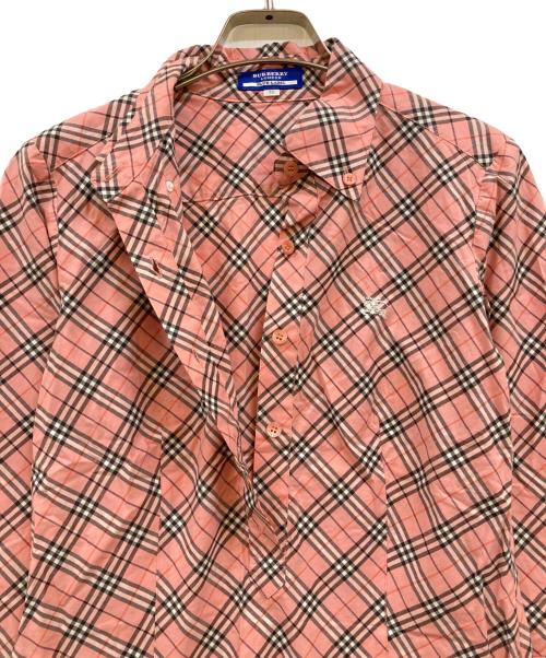 BURBERRY BLUE LABEL（バーバリー ブルー レーベル）BURBERRY BLUE LABEL (バーバリー ブルー レーベル) ホース刺繍ノバチェックプルオーバーシャツ ピンク サイズ:38の古着・服飾アイテム