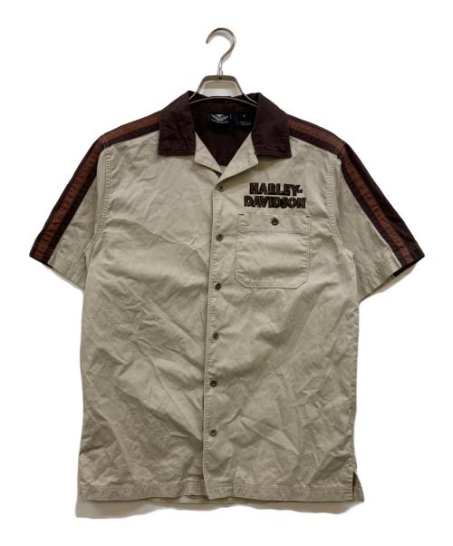 HARLEY-DAVIDSON（ハーレーダビッドソン）HARLEY-DAVIDSON (ハーレーダビッドソン) コーデュロイ切替半袖シャツ ブラウン サイズ:Sの古着・服飾アイテム