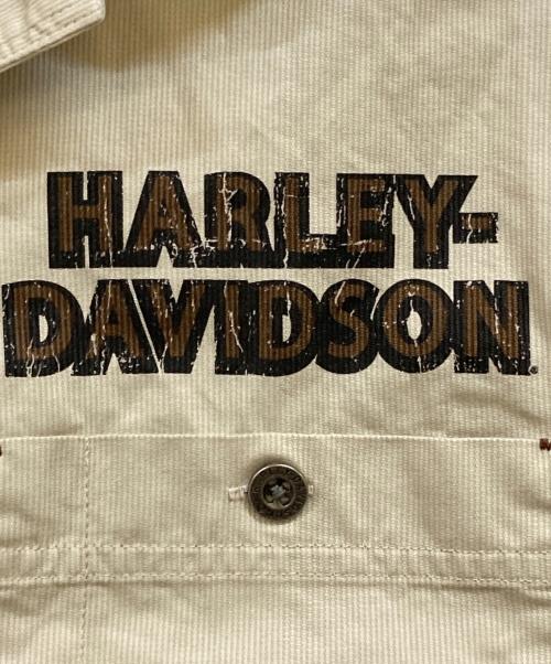HARLEY-DAVIDSON（ハーレーダビッドソン）HARLEY-DAVIDSON (ハーレーダビッドソン) コーデュロイ切替半袖シャツ ブラウン サイズ:Sの古着・服飾アイテム