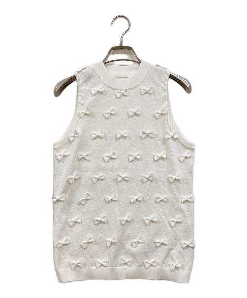 cygne（シーニュ）cygne (シーニュ) リボンニットタンク Zelie ホワイト サイズ:Fの古着・服飾アイテム