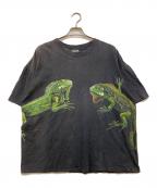 Harlequinハーレクイン）の古着「90's イグアナプリントTEE」｜ブラック