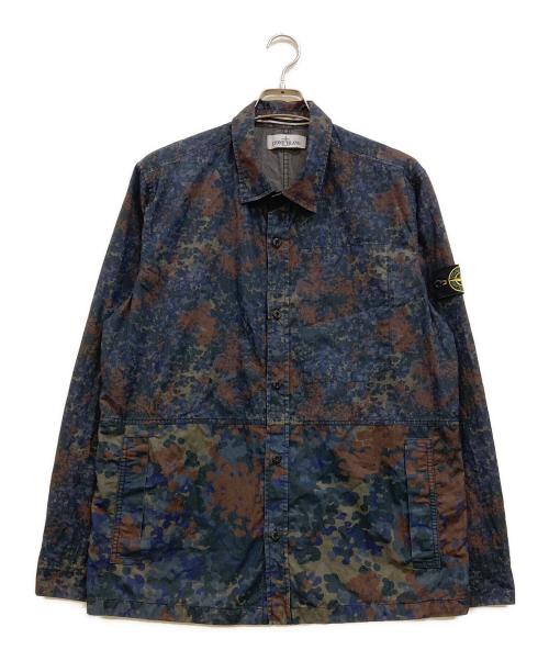 STONE ISLAND（ストーンアイランド）STONE ISLAND (ストーンアイランド) マルチカラーカモフラージュ柄シャツ ネイビー サイズ:XLの古着・服飾アイテム