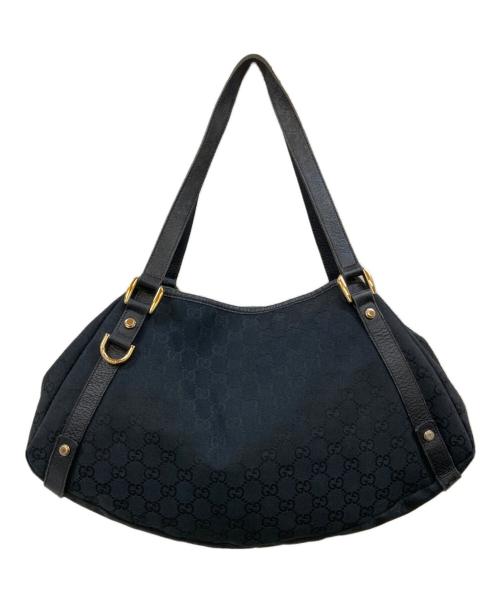 GUCCI（グッチ）GUCCI (グッチ) アビー GGキャンバス レザー切替トートバッグ ブラックの古着・服飾アイテム