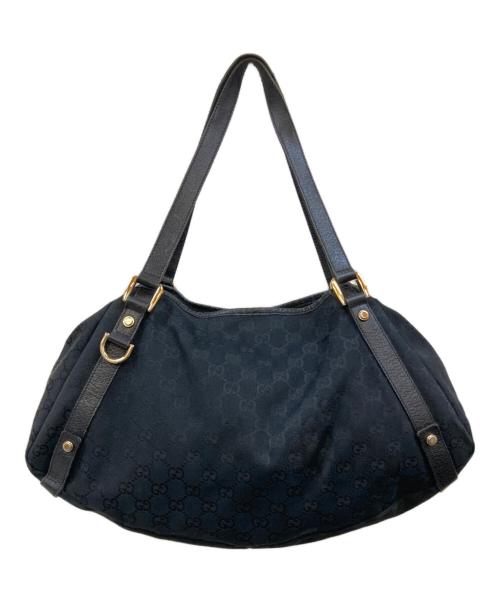 GUCCI（グッチ）GUCCI (グッチ) アビー GGキャンバス レザー切替トートバッグ ブラックの古着・服飾アイテム