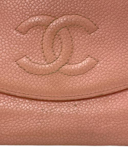 CHANEL（シャネル）CHANEL (シャネル) キャビアスキン ココマーク 二つ折り財布 ピンクの古着・服飾アイテム