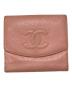 CHANEL（シャネル）の古着「キャビアスキン ココマーク 二つ折り財布」｜ピンク
