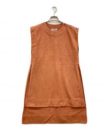 JIL SANDER（ジルサンダー）の古着「肩ボタン サイドスリットカットソーワンピース」｜オレンジ