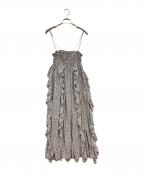 holidayホリデー）の古着「FLOWER PRINT RUFFLE RUFFLE STRAP DRESS」｜グレー