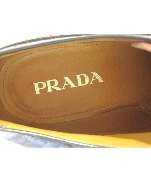 PRADA（プラダ）PRADA プラダ ウィングチップレザーシューズ ブラック×ブラウン 25,5cmの古着・服飾アイテム