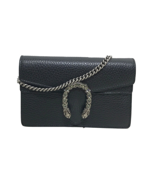 GUCCI（グッチ）GUCCI (グッチ) ディオニュソススーパーミニチェーンショルダーバッグ ブラック 製造番号 2067の古着・服飾アイテム
