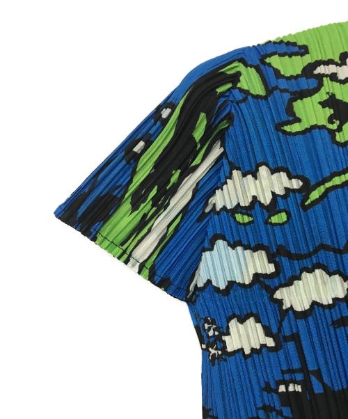 PLEATS PLEASE（プリーツプリーズ）PLEATS PLEASE (プリーツプリーズ) map of world short sleeve blouse ブルー サイズ:4の古着・服飾アイテム