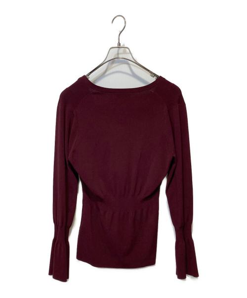 DES PRES（デ プレ）DES PRES (デ プレ) マットレーヨンストレッチ Vネックカーディガン バーガンディー サイズ:FREEの古着・服飾アイテム