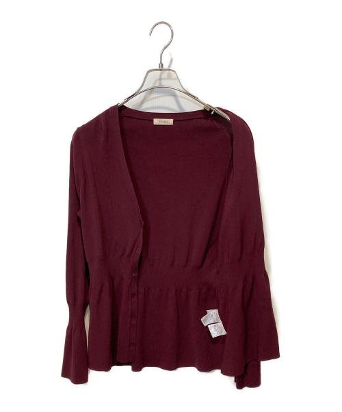 DES PRES（デ プレ）DES PRES (デ プレ) マットレーヨンストレッチ Vネックカーディガン バーガンディー サイズ:FREEの古着・服飾アイテム