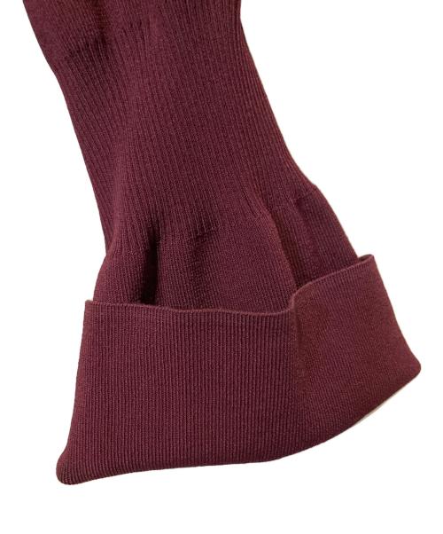 DES PRES（デ プレ）DES PRES (デ プレ) マットレーヨンストレッチ Vネックカーディガン バーガンディー サイズ:FREEの古着・服飾アイテム