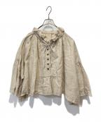 nest Robeネストローブ）の古着「リネンラッフルカラーブラウス」｜ベージュ