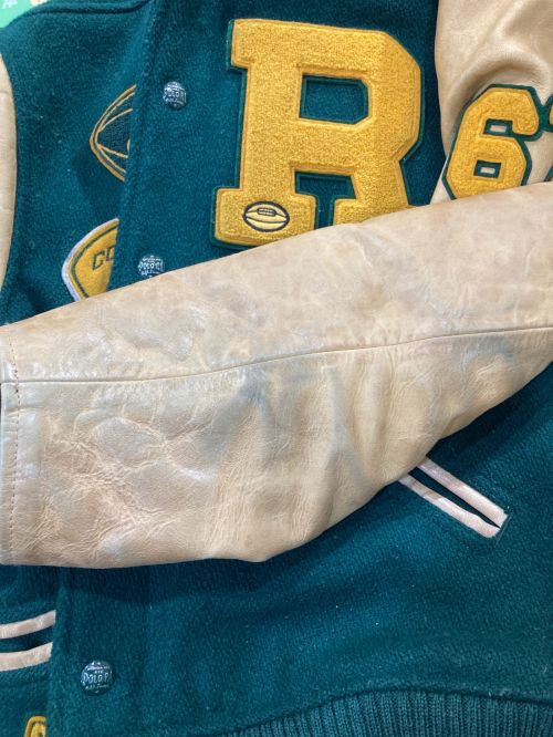 POLO RALPH LAUREN（ポロ・ラルフローレン）POLO RALPH LAUREN (ポロ・ラルフローレン) レザースリーブスタジャン グリーン サイズ:Sの古着・服飾アイテム