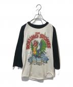 THE KNiTSザ ニッツ）の古着「７分丈ラグランプリントカットソー」｜ホワイト×ブラック