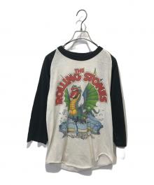 THE KNiTS（ザ ニッツ）の古着「７分丈ラグランプリントカットソー」｜ホワイト×ブラック