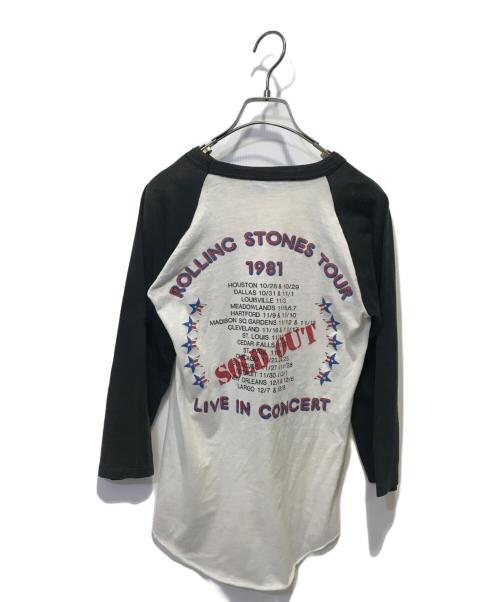 THE KNiTS（ザ ニッツ）THE KNiTS (ザ ニッツ) ７分丈ラグランプリントカットソー ホワイト×ブラック サイズ:Mの古着・服飾アイテム