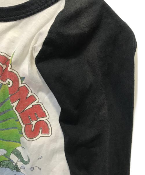 THE KNiTS（ザ ニッツ）THE KNiTS (ザ ニッツ) ７分丈ラグランプリントカットソー ホワイト×ブラック サイズ:Mの古着・服飾アイテム