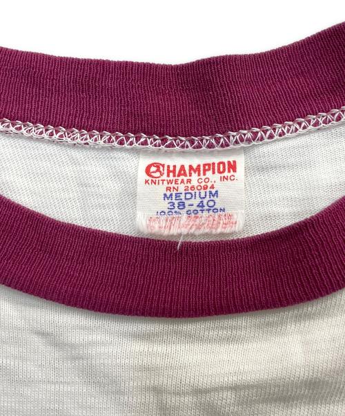 Champion（チャンピオン）Champion (チャンピオン) リンガーTシャツ ホワイト×ボルドー サイズ:Mの古着・服飾アイテム