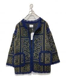 Ameri（アメリ）の古着「RUG PATTERN KNIT JACKET」｜ネイビー