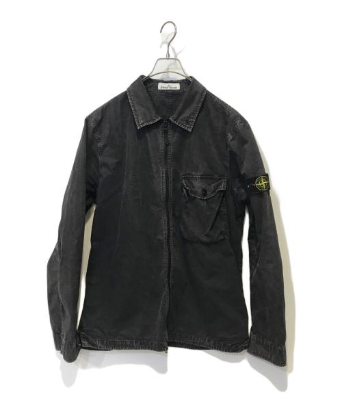 STONE ISLAND（ストーンアイランド）STONE ISLAND (ストーンアイランド) OLD EFFECT CANVAS OVERSHIRT ブラック サイズ:XLの古着・服飾アイテム