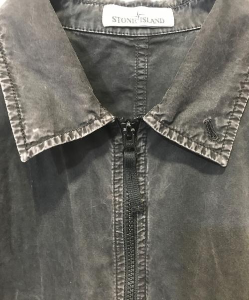 STONE ISLAND（ストーンアイランド）STONE ISLAND (ストーンアイランド) OLD EFFECT CANVAS OVERSHIRT ブラック サイズ:XLの古着・服飾アイテム