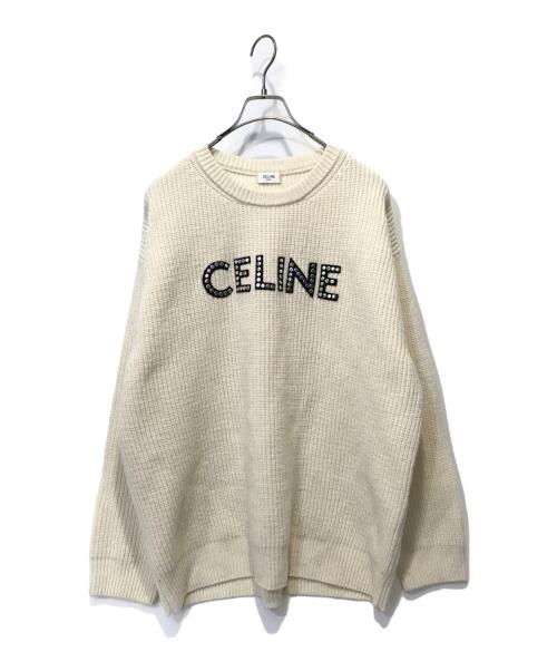 CELINE（セリーヌ）CELINE (セリーヌ) クルーネックロゴニット ホワイト サイズ:XSの古着・服飾アイテム