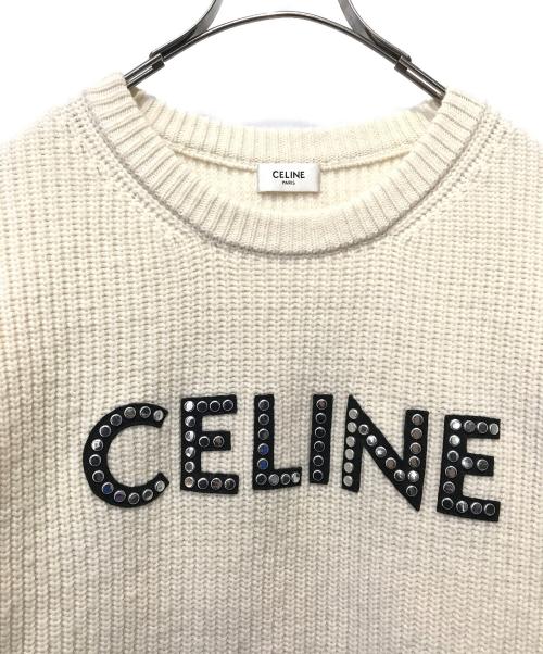 CELINE（セリーヌ）CELINE (セリーヌ) クルーネックロゴニット ホワイト サイズ:XSの古着・服飾アイテム