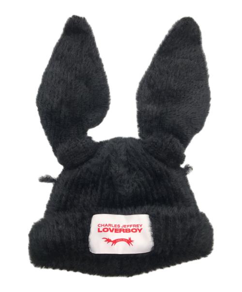 CHARLES JEFFREY LOVERBOY（チャールズ ジェフリー ラバーボーイ）CHARLES JEFFREY LOVERBOY (チャールズ ジェフリー ラバーボーイ) ラヴィットニット帽 ブラックの古着・服飾アイテム