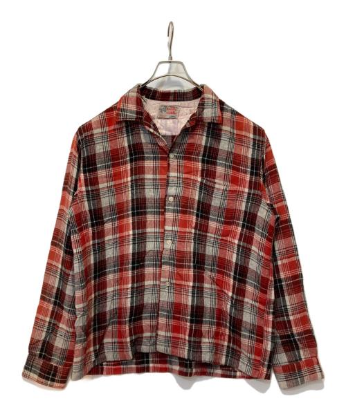 paddle and saddle（ー）paddle and saddle (ー) 60sレーヨン混ウールシャツ ブラウン サイズ:Ｌの古着・服飾アイテム