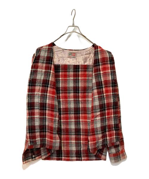 paddle and saddle（ー）paddle and saddle (ー) 60sレーヨン混ウールシャツ ブラウン サイズ:Ｌの古着・服飾アイテム