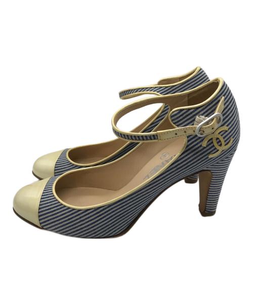 CHANEL（シャネル）CHANEL (シャネル) ヒールパンプス ブルー サイズ:23.5ｃｍの古着・服飾アイテム